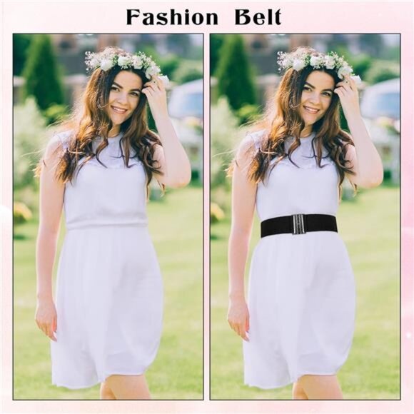 Wide Stretchy Belts for Women, Vintage Elastic Waist Belts Adjustable - Picture 6 of 8